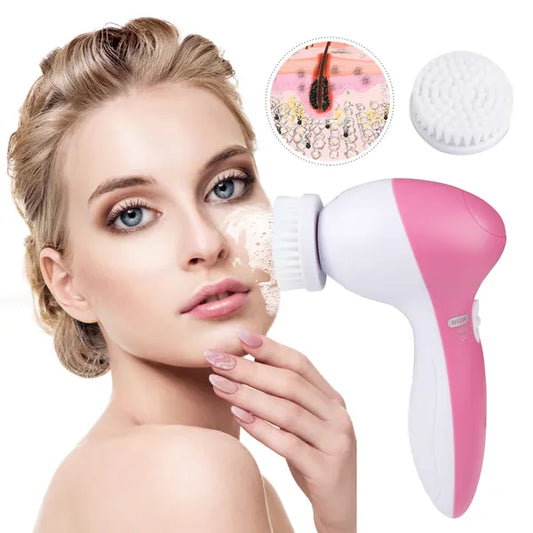 Facial Cleansing Brush Waterproof Face Spin Cleaning Brush With 5 Brush Heads