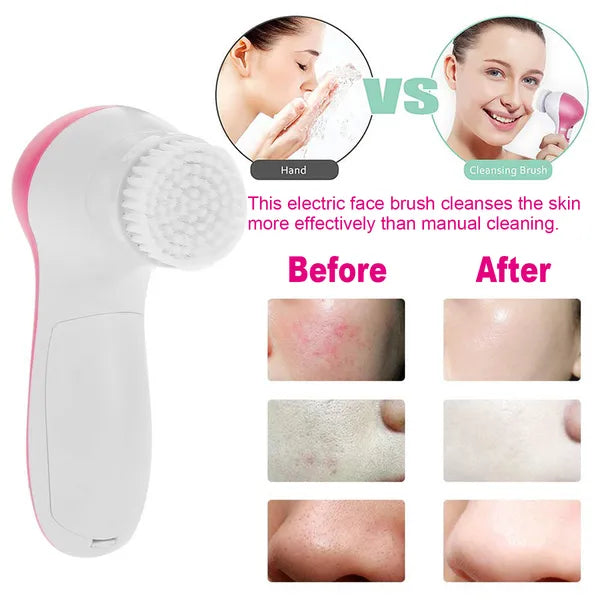 Facial Cleansing Brush Waterproof Face Spin Cleaning Brush With 5 Brush Heads