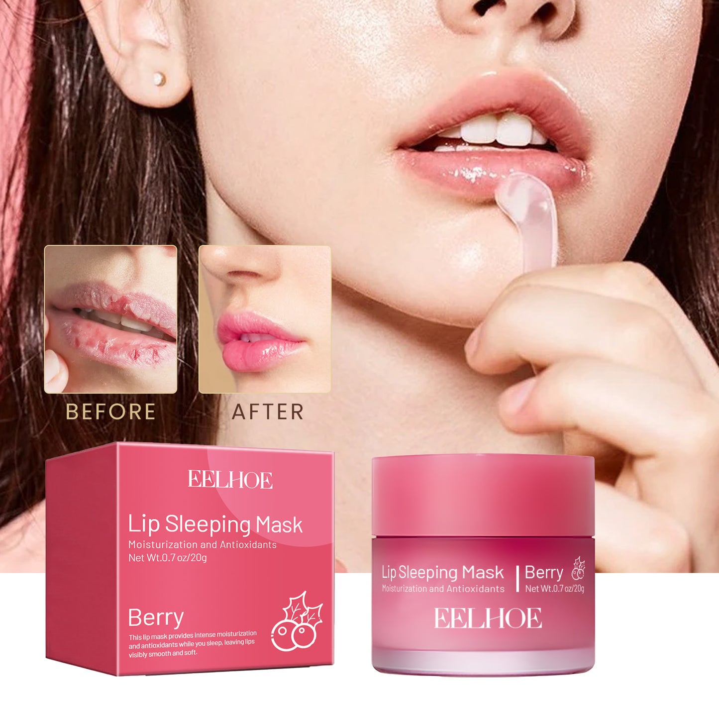 EELHOE Lip Sleeping Mask Moisturizing Hydrating Gentle Exfoliating Dead Skin Plumping Full Smooth Lip Mask